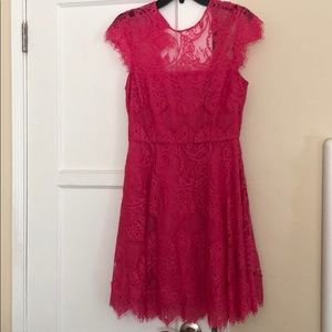 Hot pink lace short dress